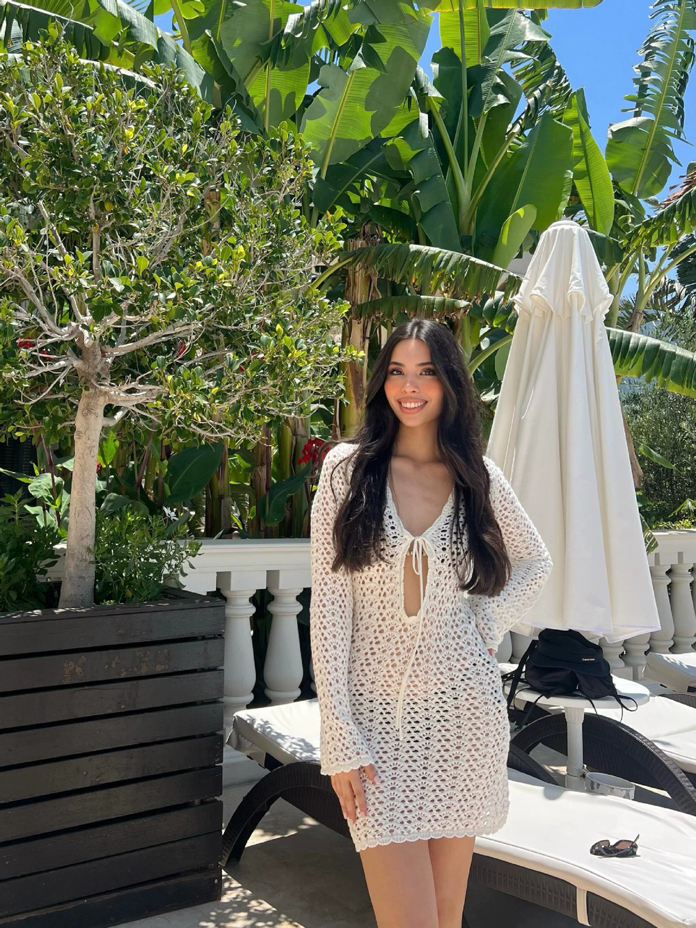 Zara White Crochet Lace Sheer Bikini Cover Up Beach Dress